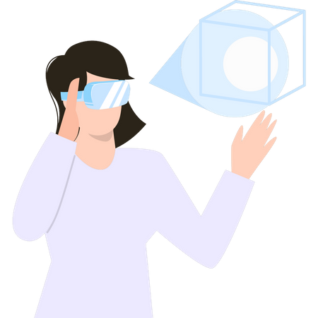 Garota usando óculos vr  Ilustração