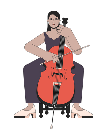 Garota de violoncelo de concerto  Ilustração