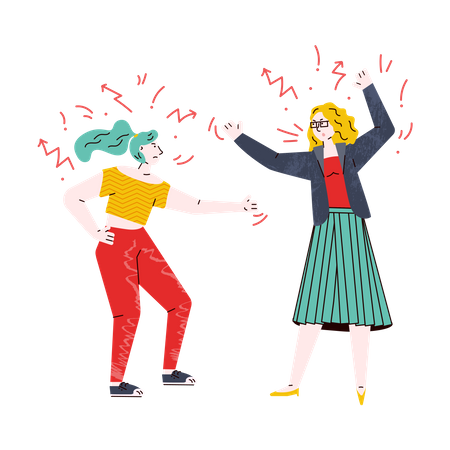 Meninas brigando entre si  Ilustração