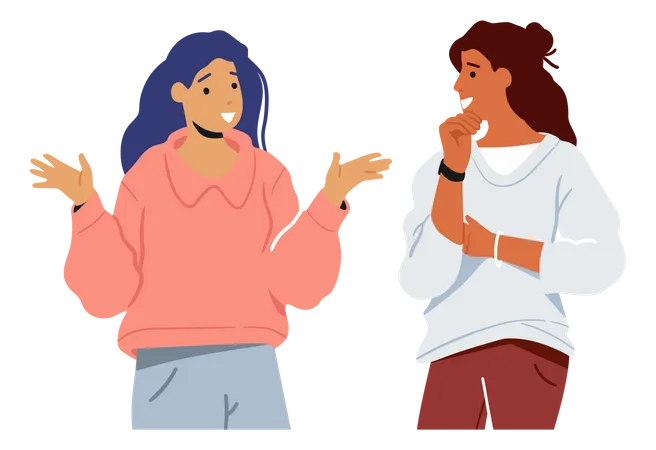 Meninas conversando umas com as outras  Ilustração