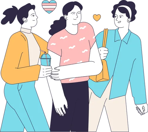 Meninas lésbicas conversando umas com as outras  Ilustração