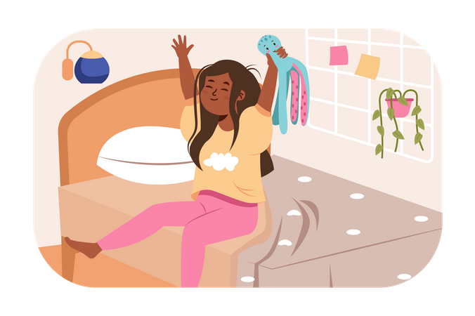 Despertar de menina africana  Ilustração