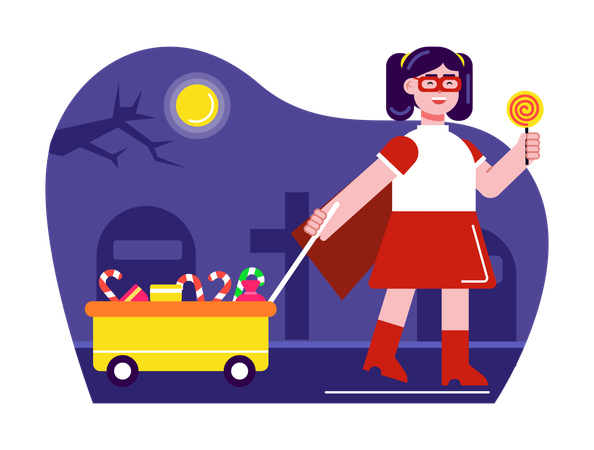 Menina Comemorando o Halloween  Ilustração