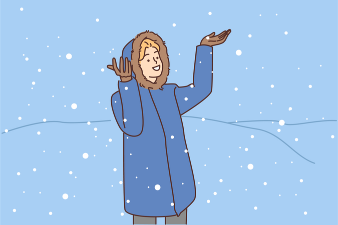 Menina aproveitando a neve  Ilustração