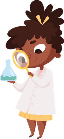 Menina no laboratório de química  Ilustração