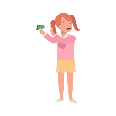 Menina odeia brócolis  Ilustração