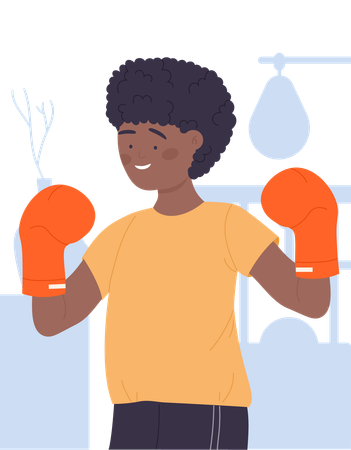 Garotinho fazendo boxe  Ilustração