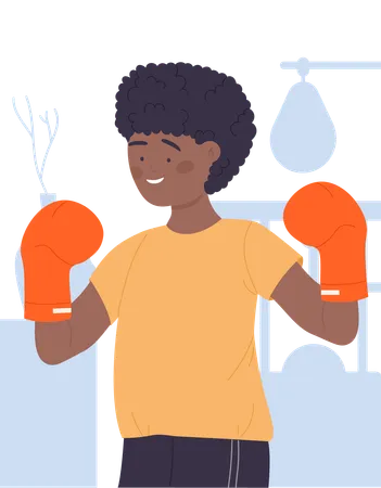 Garotinho fazendo boxe  Ilustração