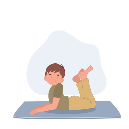 Garotinho fazendo pose de Bhujangasana  Ilustração