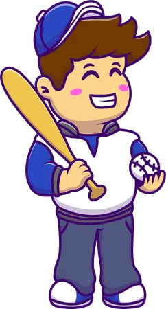 Garotinho jogando beisebol  Ilustração