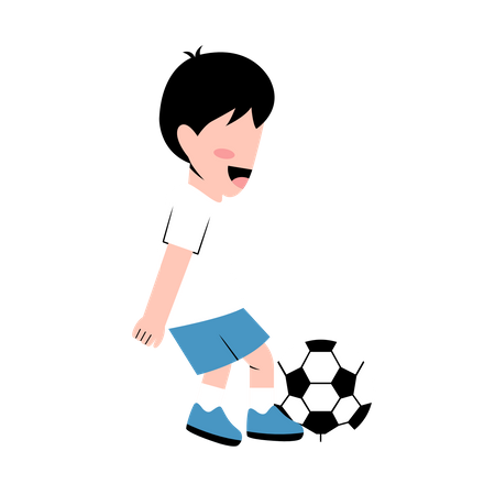 Garotinho jogando futebol  Ilustração