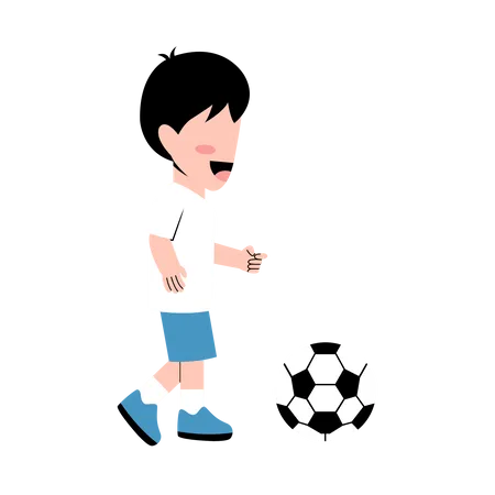 Garotinho jogando futebol  Ilustração