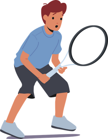 Garotinho jogando tênis  Ilustração