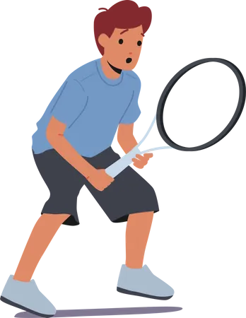 Garotinho jogando tênis  Ilustração