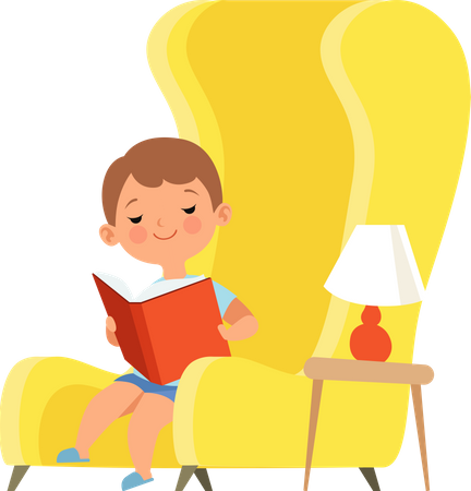 Garotinho lendo livro  Ilustração