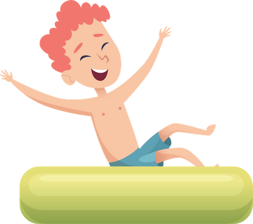Garotinho na piscina com tubo de natação  Ilustração