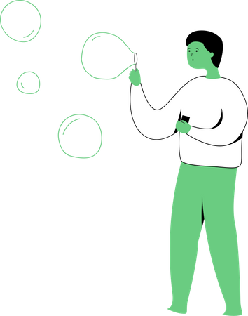 Garotinho soprando bolhas  Illustration