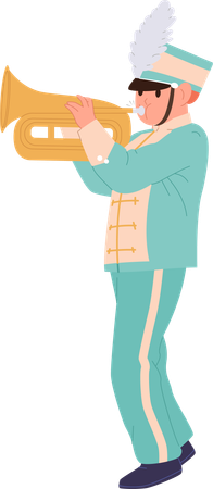 Garotinho tocando trompete  Ilustração