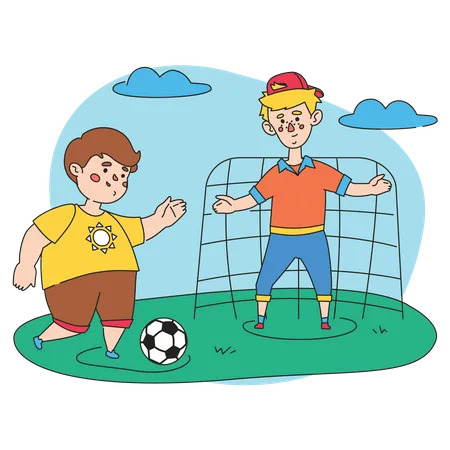 Meninos jogando futebol  Ilustração