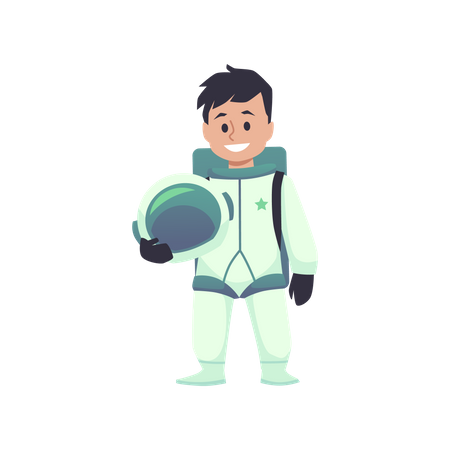 Garoto astronauta em traje espacial com capacete  Ilustração