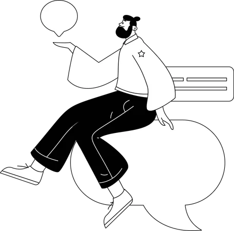 Garoto conversando on-line  Ilustração