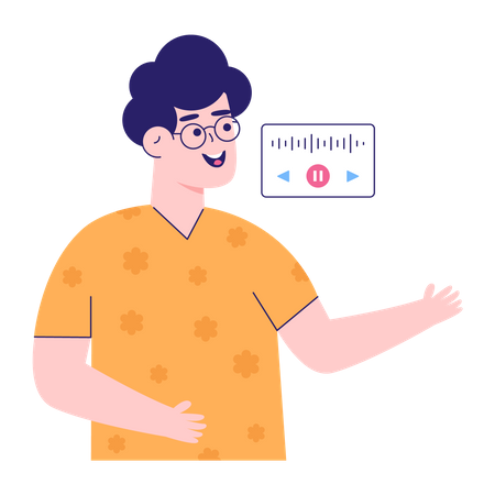 Garoto curtindo áudio  Ilustração