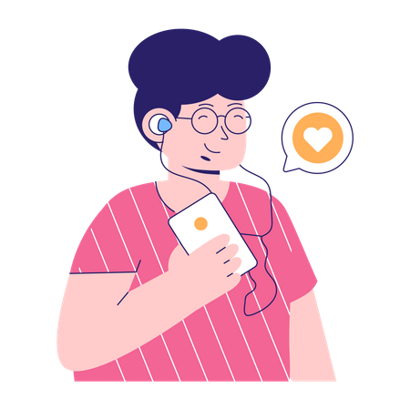 Garoto curtindo música  Ilustração