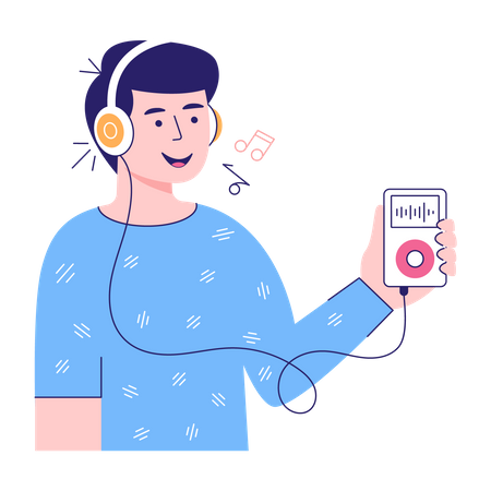 Garoto curtindo música  Ilustração