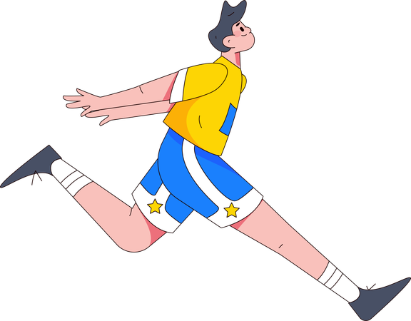 Garoto esportivo fazendo corrida matinal  Ilustração