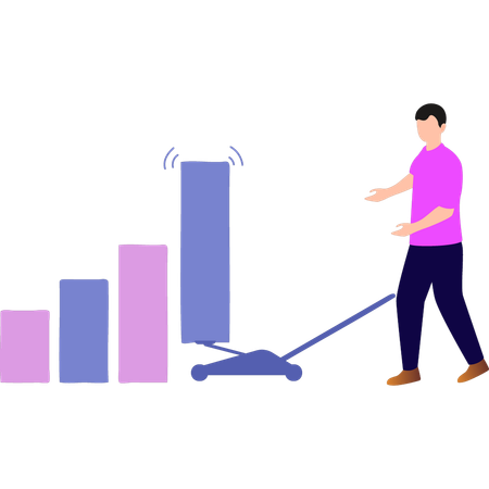 O menino está falando sobre gráficos financeiros  Ilustração