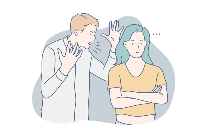 Garoto está gritando com garota  Ilustração