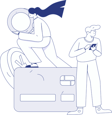 Garoto fazendo pagamento com cartão on-line  Ilustração
