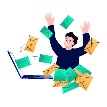 Garoto fazendo spam por e-mail  Ilustração