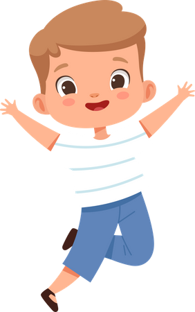 Garoto feliz pulando de alegria  Ilustração
