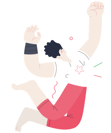 Garoto feliz pulando no ar  Ilustração