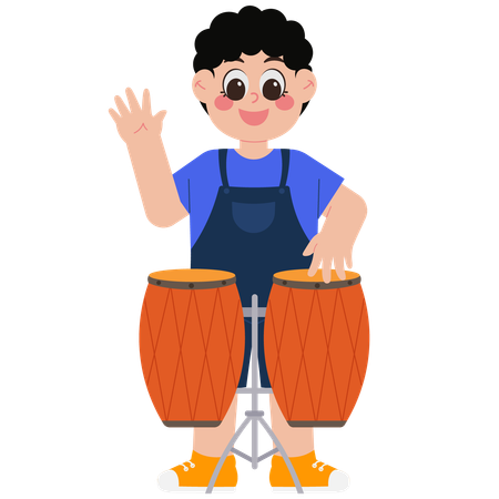 Garoto feliz tocando bateria  Illustration