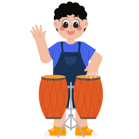 Garoto feliz tocando bateria  Illustration