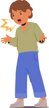 Garoto irritado com piercing na voz  Ilustração