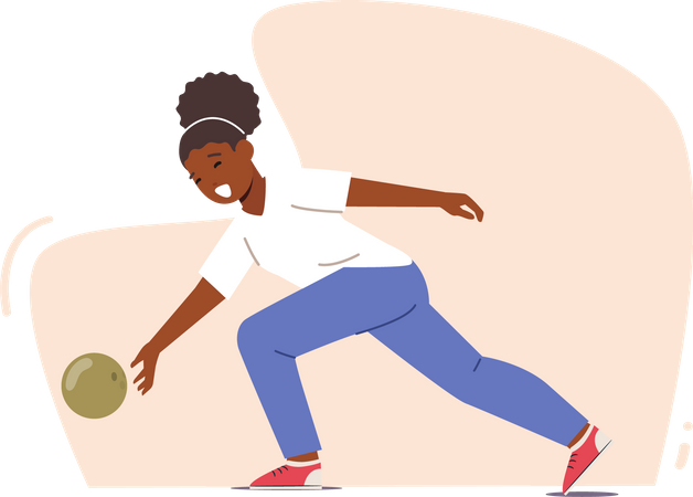 Garoto jogando bola de boliche  Ilustração