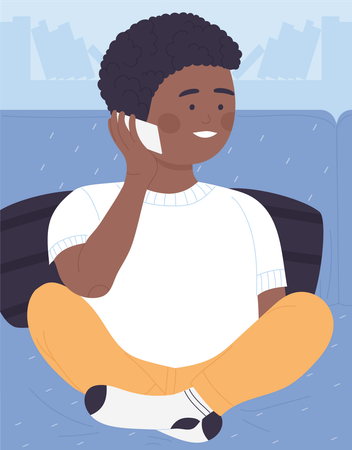 Menino ligando no telefone  Ilustração