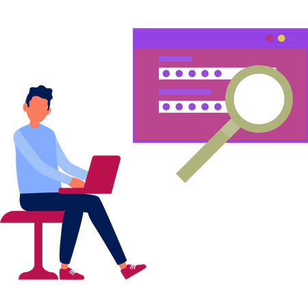 Garoto procurando senha de site  Ilustração