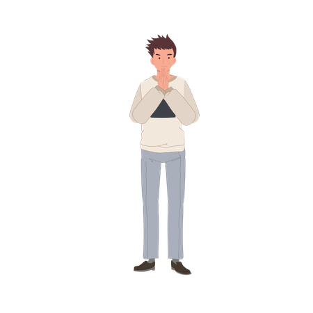 Garoto tailandês cumprimentando obrigado  Ilustração