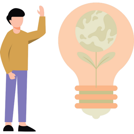 Garoto trabalhando em ideias ambientais  Illustration