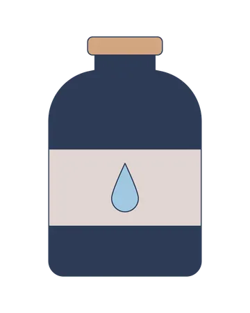 Garrafa de vidro escuro com rótulo de gota de água  Ilustração