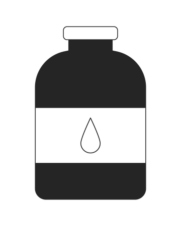 Garrafa de vidro escuro com rótulo de gota de água  Ilustração