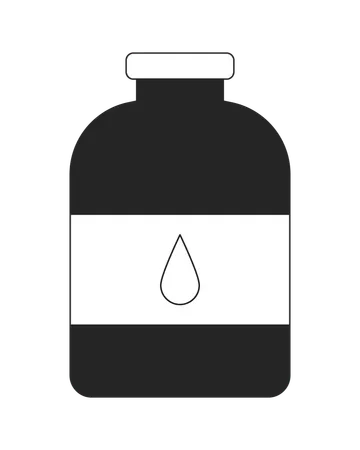 Garrafa de vidro escuro com rótulo de gota de água  Ilustração