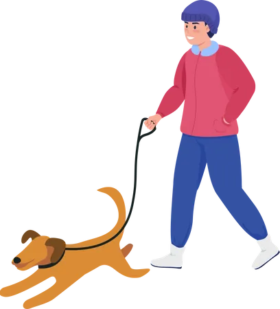 Mec heureux avec un chien  Illustration