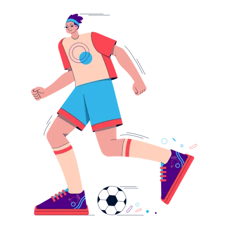 Type jouant au football  Illustration