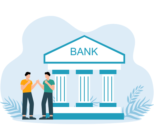 Les gars parlent de la banque en ligne  Illustration