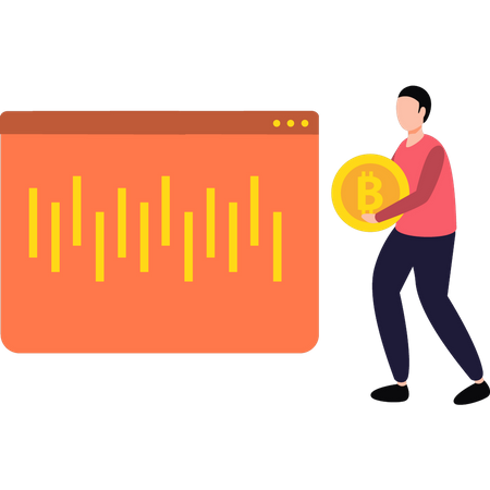 Un gars qui regarde les analyses Bitcoin  Illustration